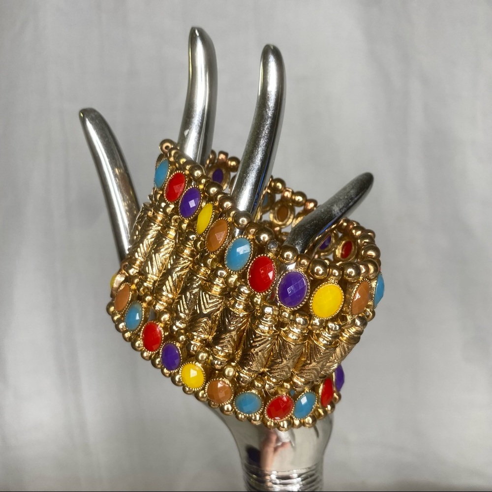 Gold and Multicolor Stones Costume Bracelet